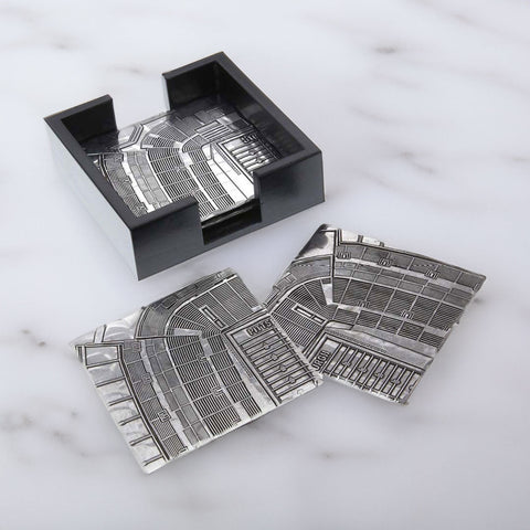 Pittsburgh Steelers Coasters – 4PC Handcrafted Aluminum Stadium Set with Caddy Coaster - YinzerShop