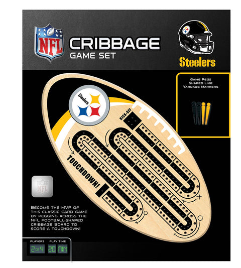 Pittsburgh Steelers Cribbage Game – Official NFL Wooden Football Shaped Board Game - YinzerShop