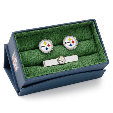Pittsburgh Steelers Cufflinks and Tie Bar Gift Set Tie Bar Gift Set - YinzerShop