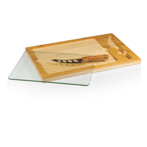 Pittsburgh Steelers Football Field - Icon Glass Top Cutting Board & Knife Set Licensed - YinzerShop