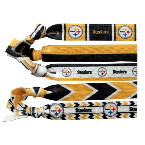 Pittsburgh Steelers Hair Tie – Official NFL Merchandise | Knotted Ponytail Holder Set Hair Accessory - YinzerShop