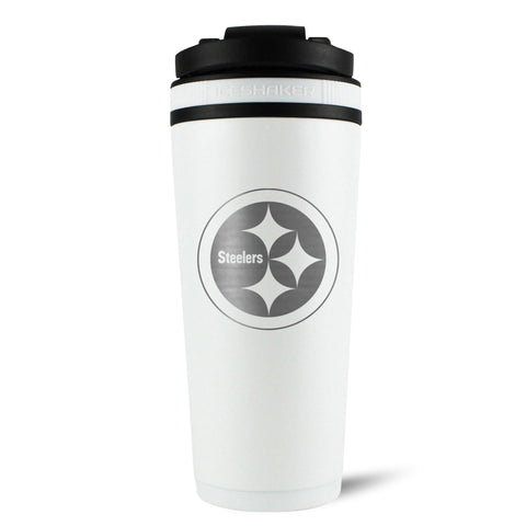 Pittsburgh Steelers Ice Shaker – Official NFL Merchandise | 26oz White Shaker Bottle Water Bottle - YinzerShop