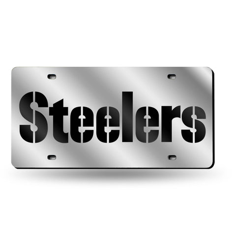 Pittsburgh Steelers License Plate - Silver Laser Cut Tag With Team Logo License Plate - YinzerShop