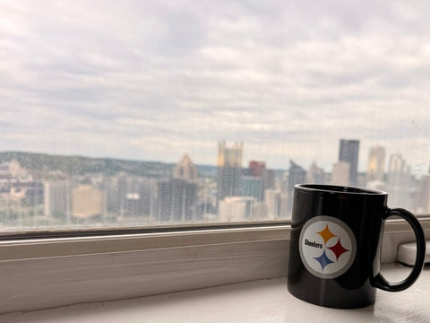 Pittsburgh Steelers Logo 11 Oz Rally Coffee Mug - Black Coffee Mug - YinzerShop