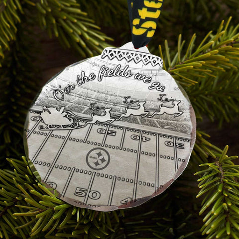 Pittsburgh Steelers Ornament – NFL Christmas Ornament With Santa Sleigh & Football Field Ornament - YinzerShop