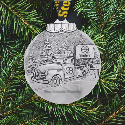 Pittsburgh Steelers Ornament - Personalized Football Christmas Decoration | Bronze & Aluminum Ornament - YinzerShop