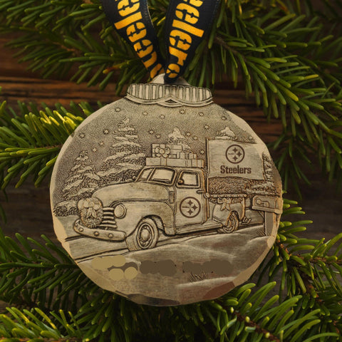 Pittsburgh Steelers Ornament - Personalized Football Christmas Decoration | Bronze & Aluminum Ornament - YinzerShop