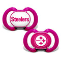 Pittsburgh Steelers Pacifier 2-Pack - Pink BPA Free Baby Soothing Solution Pacifiers & Clips - YinzerShop
