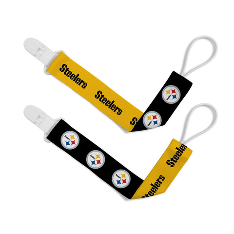 Pittsburgh Steelers Pacifier Clip 2-Pack – Officially Licensed Baby Teething Holder Pacifiers & Clips - YinzerShop
