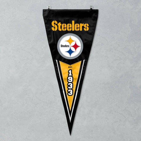 Pittsburgh Steelers Pennant - Licensed NFL Vertical Team Flag with Embroidered Appliqué Design Pennant - YinzerShop