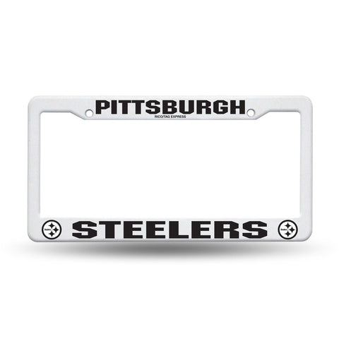 Pittsburgh Steelers Plastic License Plate Frame - Colors: White & Black License Plate Frame - YinzerShop