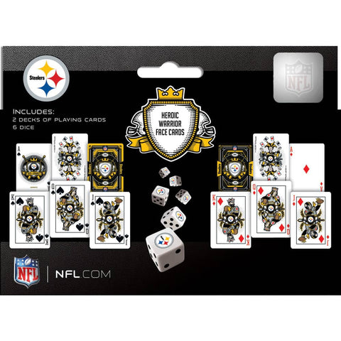 Pittsburgh Steelers Playing Cards - 2-Pack Casino Style Deck & Poker Dice Set Dice & Cards Sets - YinzerShop