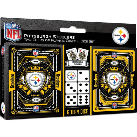 Pittsburgh Steelers Playing Cards - 2-Pack Casino Style Deck & Poker Dice Set Dice & Cards Sets - YinzerShop