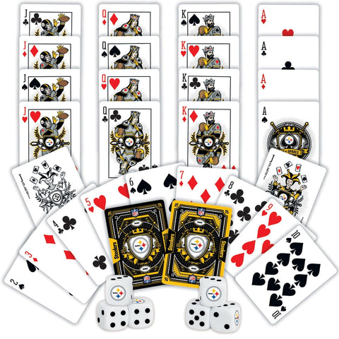 Pittsburgh Steelers Playing Cards - 2-Pack Casino Style Deck & Poker Dice Set Dice & Cards Sets - YinzerShop
