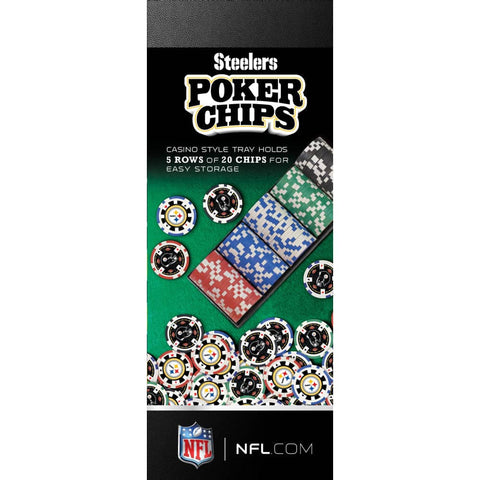 Pittsburgh Steelers Poker Chips - 100 Piece Casino Poker Chip Set with Team Logo Tray Poker Chips & Sets - YinzerShop