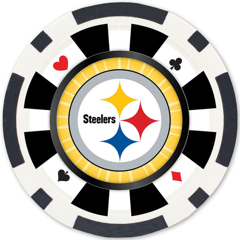 Pittsburgh Steelers Poker Chips - 100 Piece Casino Poker Chip Set with Team Logo Tray Poker Chips & Sets - YinzerShop