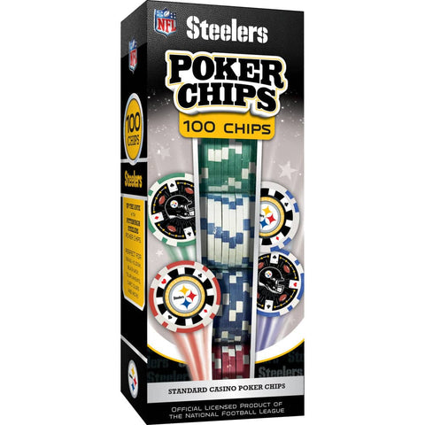 Pittsburgh Steelers Poker Chips - 100 Piece Casino Poker Chip Set with Team Logo Tray Poker Chips & Sets - YinzerShop