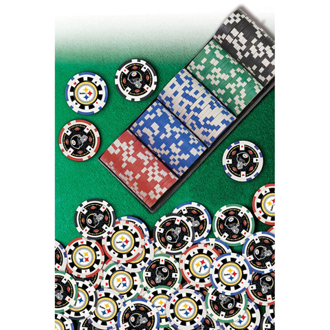 Pittsburgh Steelers Poker Chips - 100 Piece Casino Poker Chip Set with Team Logo Tray Poker Chips & Sets - YinzerShop