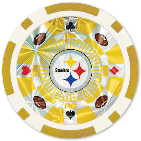 Pittsburgh Steelers Poker Chips - 20 Piece Metallic Casino Style Set Game - YinzerShop
