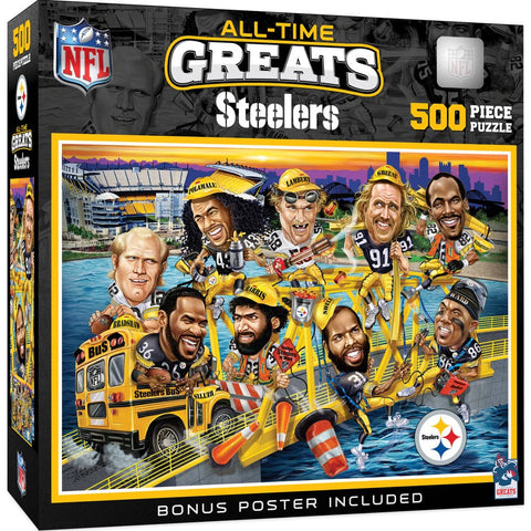 Pittsburgh Steelers Puzzle - All Time Greats 500 Piece NFL Jigsaw Challenge 500 Piece - YinzerShop