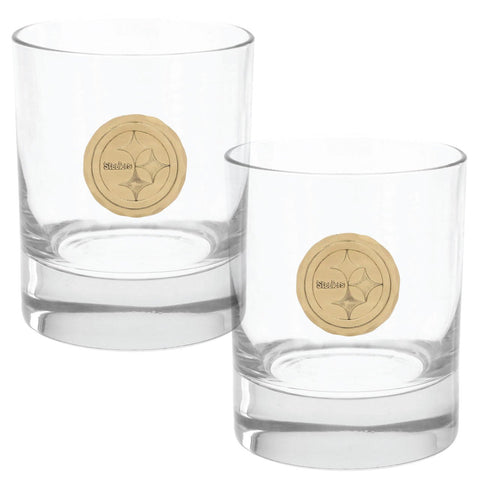 Pittsburgh Steelers Rocks Glass Set - Officially Licensed NFL 10.5 oz Barware Gift Glass Set - YinzerShop