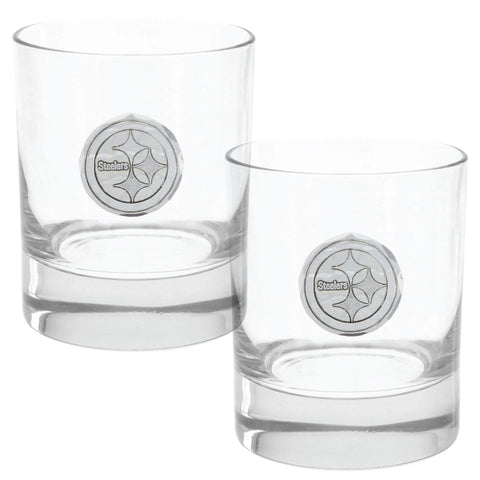Pittsburgh Steelers Rocks Glass Set - Officially Licensed NFL 10.5 oz Barware Gift Glass Set - YinzerShop
