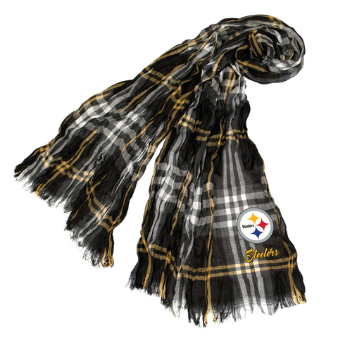 Pittsburgh Steelers Scarf - Official Steelers Merchandise Woven Plaid Wrap With Team Logo Scarf - YinzerShop