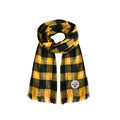Pittsburgh Steelers Scarf - Plaid Blanket Wrap With Retro Chenille Patch & Fringe Edge Scarf - YinzerShop