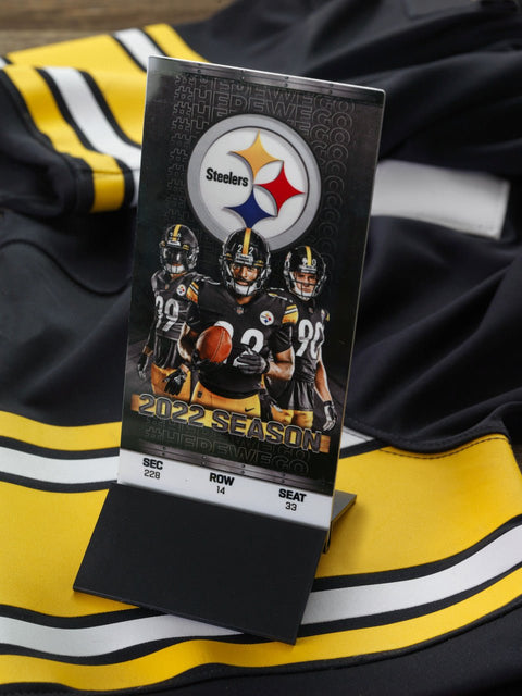Pittsburgh Steelers Season Ticket - Custom Stainless Steel Keepsake Pass 2022 Barware - YinzerShop