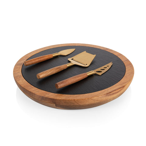 Pittsburgh Steelers Serving Board – Acacia Wood Platter with Slate Tray & Cheese Tools Licensed - YinzerShop