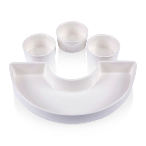 Pittsburgh Steelers Serving Tray - Bamboo Appetizer Plate & Ceramic Dip Bowls Set Licensed - YinzerShop