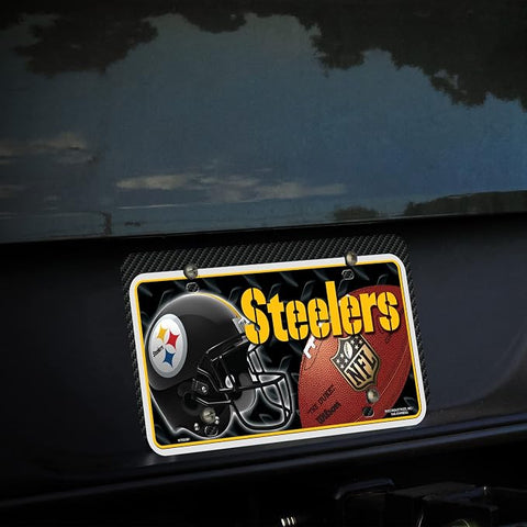 Pittsburgh Steelers Split Design Aluminum License Plate – Official NFL 6” x 12” Auto Tag Auto Accessories - YinzerShop