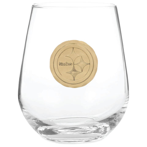 Pittsburgh Steelers Stemless Wine Glass (Bronze) Wine Glass Wendell August Forge   