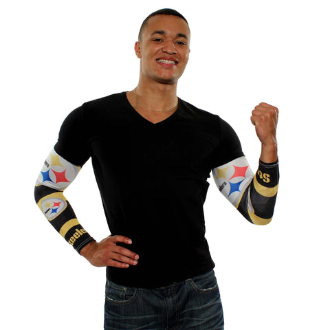 Pittsburgh Steelers Strong Arm – Licensed Team Apparel | Soft Spandex Sleeve Arm Sleeve - YinzerShop
