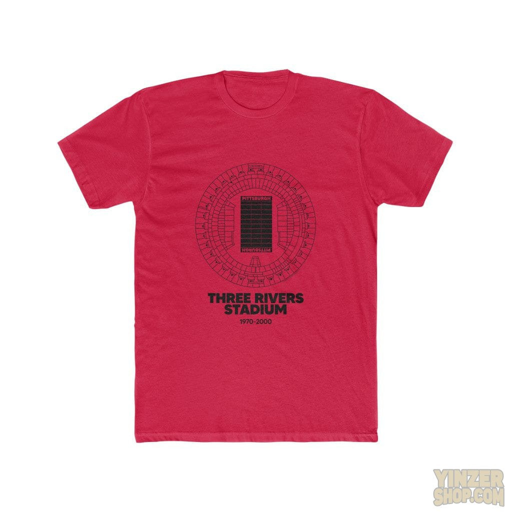 Pittsburgh Steelers Three Rivers Stadium Cotton Crew T-Shirt T-Shirt Printify Solid Red S 