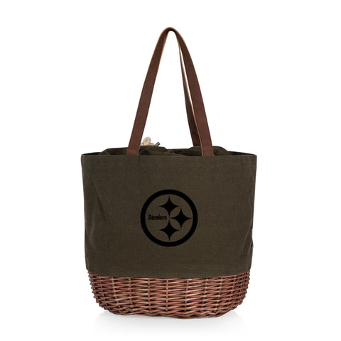 Pittsburgh Steelers Tote - Durable Canvas Tote Bag With Willow Basket Base Licensed - YinzerShop