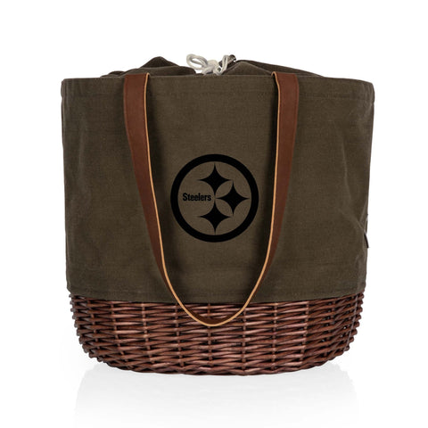Pittsburgh Steelers Tote - Durable Canvas Tote Bag With Willow Basket Base Licensed - YinzerShop