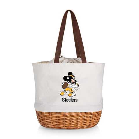 Pittsburgh Steelers Tote - Mickey Mouse Canvas Willow Basket NFL Beach Bag Licensed - YinzerShop