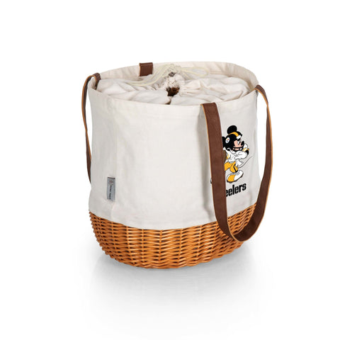 Pittsburgh Steelers Tote - Mickey Mouse Canvas Willow Basket NFL Beach Bag Licensed - YinzerShop