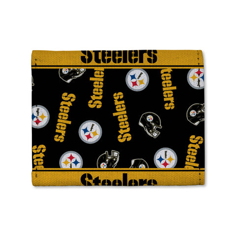 Pittsburgh Steelers Wallet - Durable Canvas Trifold NFL Team Wallet with ID Window Wallet - YinzerShop