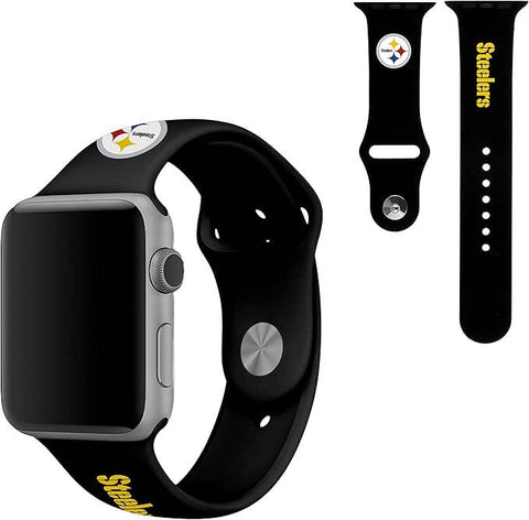 Pittsburgh Steelers Watchband - Durable Silicone Apple Watch Band 42mm Adjustable Apple Watch Band - YinzerShop
