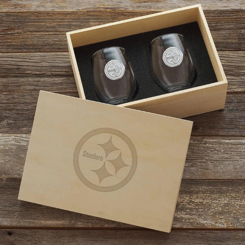 Pittsburgh Steelers Wine Glasses – 2-Piece Aluminum Stemless Set with Collectible Box Wine Glass - YinzerShop