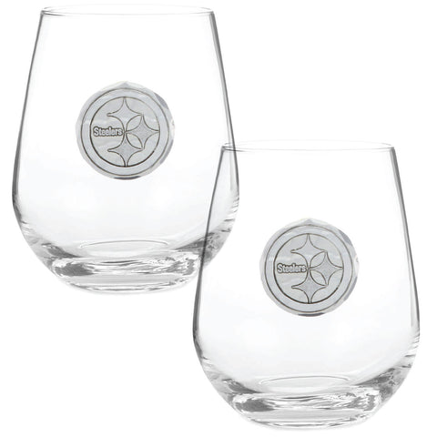 Pittsburgh Steelers Wine Glasses - 2-Piece Stemless Aluminum Drinkware Set Wine Glass - YinzerShop