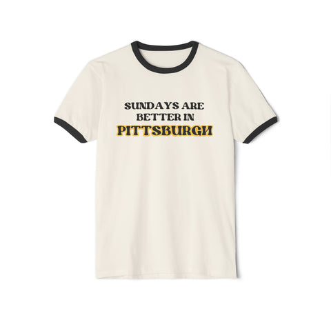 Pittsburgh Sundays - Unisex Cotton Ringer T-Shirt T-Shirt - YinzerShop
