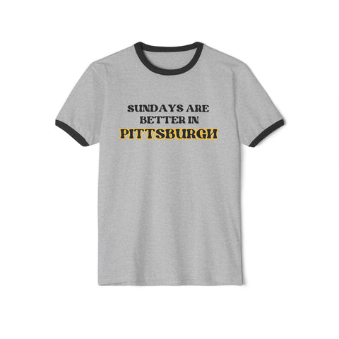Pittsburgh Sundays - Unisex Cotton Ringer T-Shirt T-Shirt - YinzerShop