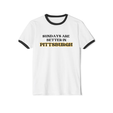 Pittsburgh Sundays - Unisex Cotton Ringer T-Shirt T-Shirt - YinzerShop