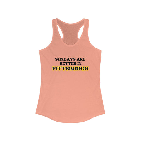 Pittsburgh Sundays Women's Racerback Tank - Lightweight Cotton Blend, Fitted Silhouette Tank Top - YinzerShop