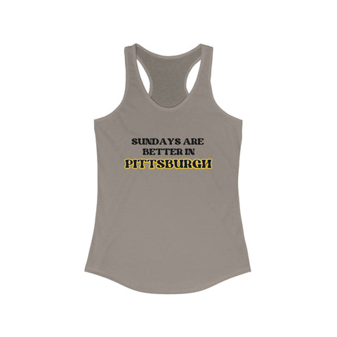 Pittsburgh Sundays Women's Racerback Tank - Lightweight Cotton Blend, Fitted Silhouette Tank Top - YinzerShop