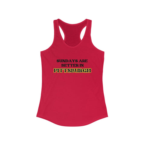 Pittsburgh Sundays Women's Racerback Tank - Lightweight Cotton Blend, Fitted Silhouette Tank Top - YinzerShop