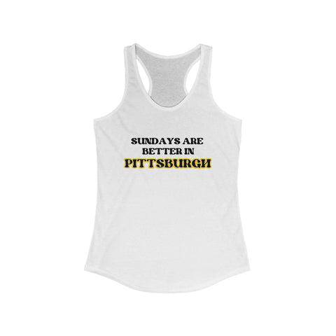Pittsburgh Sundays Women's Racerback Tank - Lightweight Cotton Blend, Fitted Silhouette Tank Top - YinzerShop